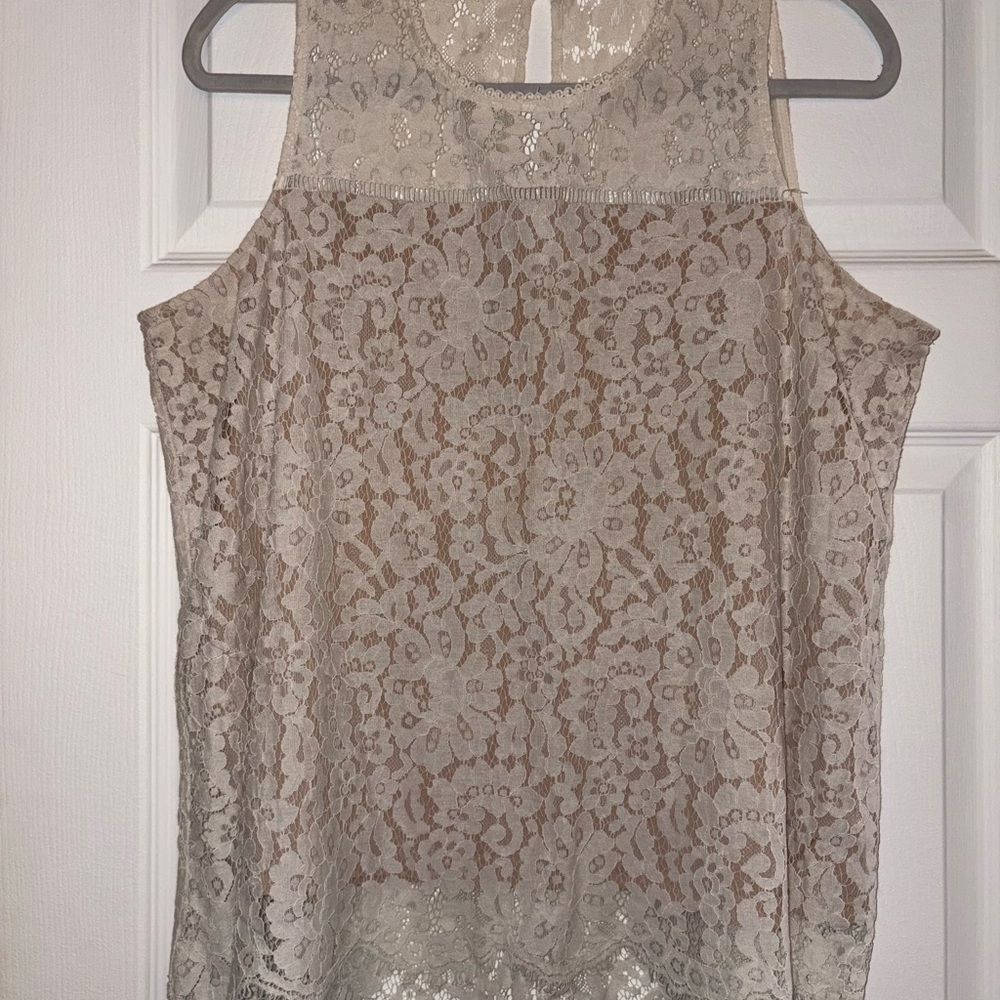 Rose & Olive Lace Sleeveless Blouse - Cream